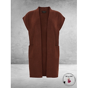 NO.1 BY OX Cardigan Mouwloos Mocca Brown